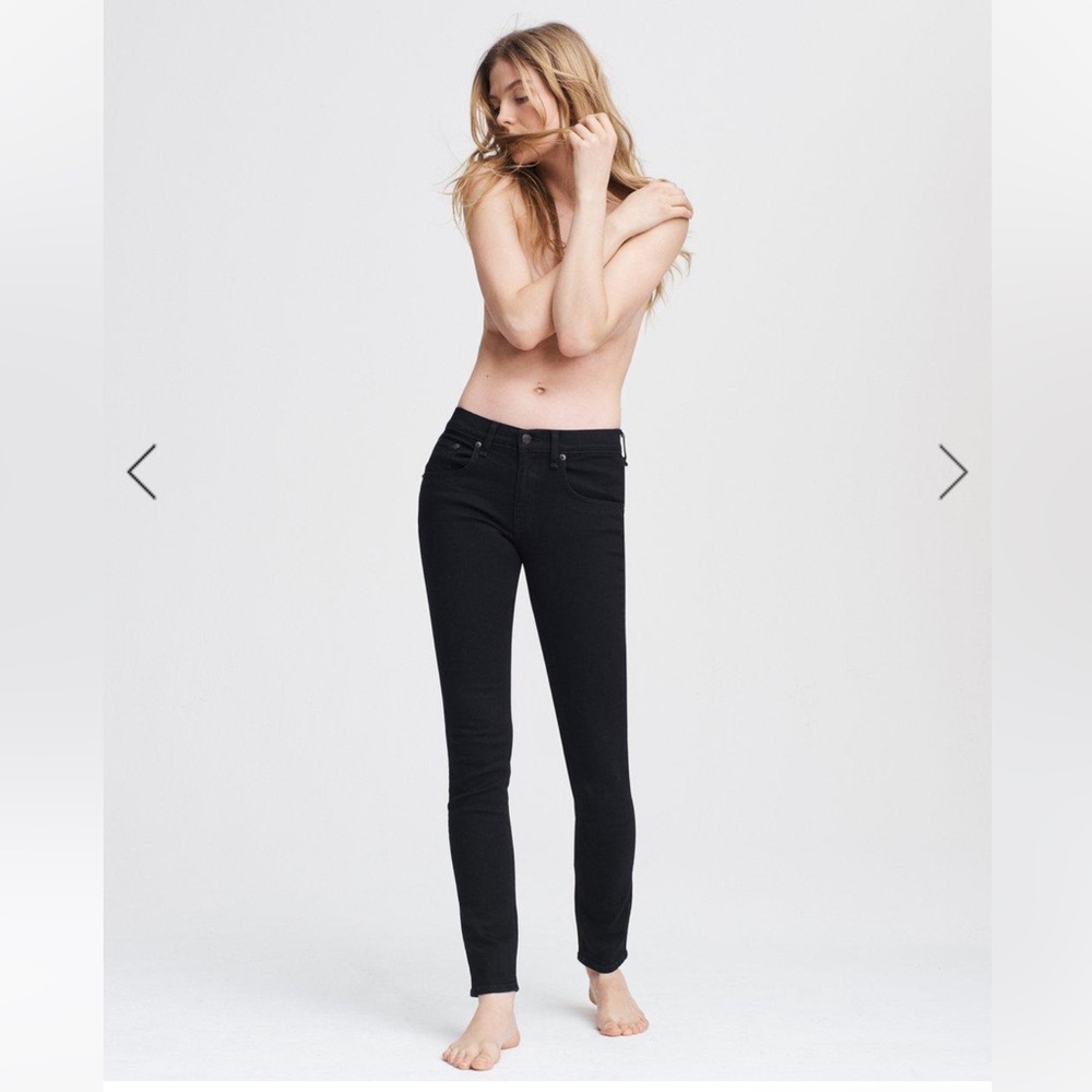Rag & Bone Black Skinny Mid-Rise Jeans - size 27, like new condition.
